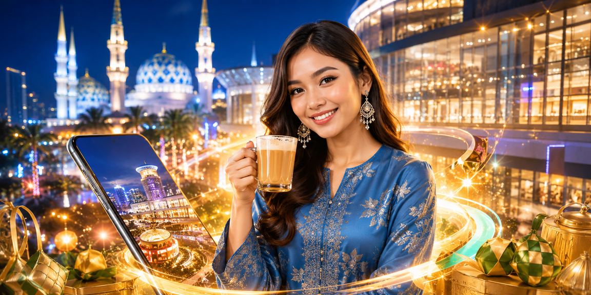 Wanita berbaju kurung dari Selangor menggunakan telefon untuk e-sukan
